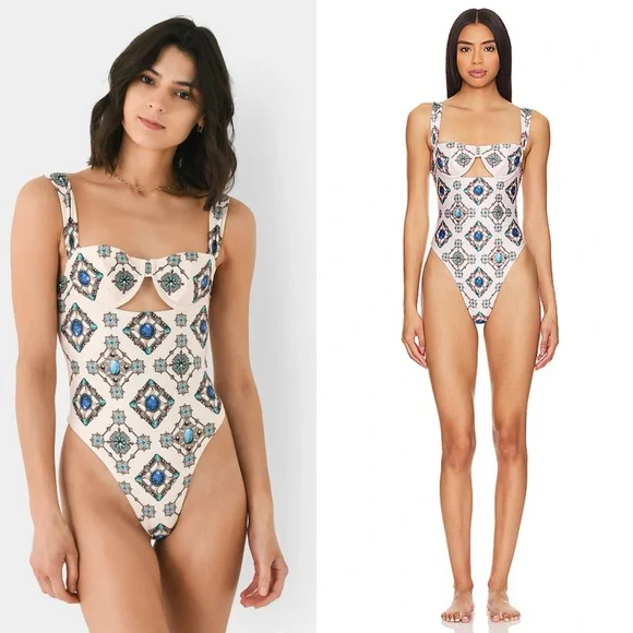 NWT Agua Bendita Citrino Platero Gemstone One Piece Swimsuit - Picture 4 of 12